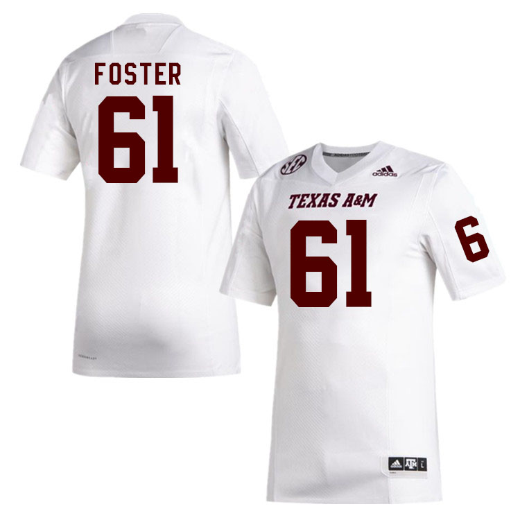 Men #61 Bryce Foster Texas A&M Aggies College Football Jerseys Stitched Sale-White